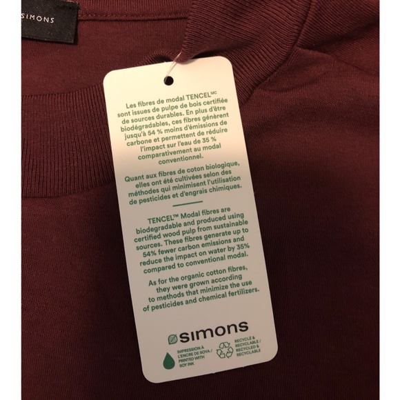 Burgundy eco-friendly minimalist loose sweatshirt NWT - Picture 6 of 10